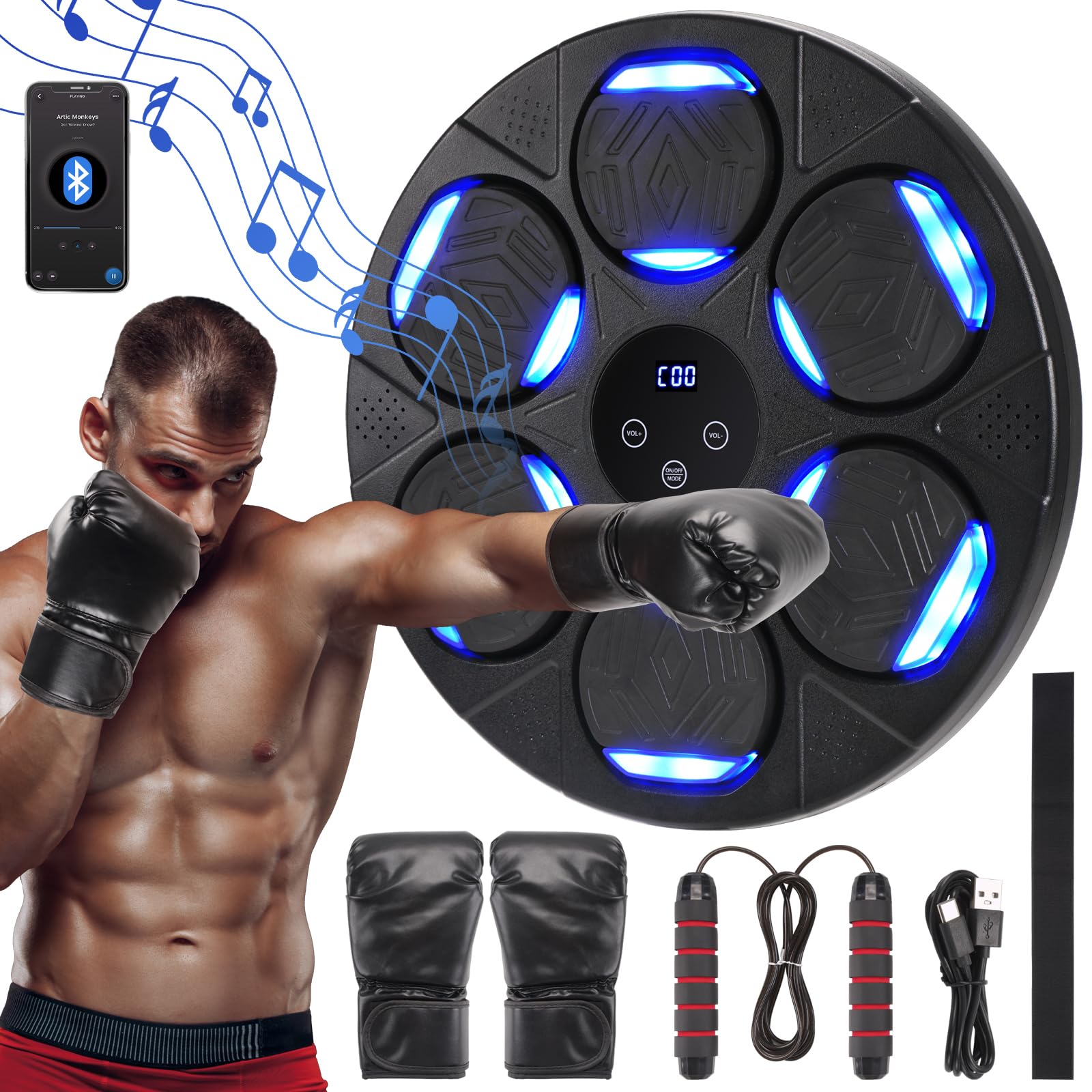 Photo 1 of Wesenbao Bluetooth Music Boxing Machine - Smart Music Boxing Machine for Adults, Kids, Boxing Machine Wall Mounted Music, Boxing Training Equipment for Home, Gym, with Premium Boxing Gloves