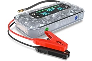 HALO Bolt Air+ 1750 Portable Car Battery Jump Starter | 130 PSI Air Compressor, 59.9Wh USB Power Bank, Large Display, Emergency Floodlight & Charger, Jumps Cars SUVs & Trucks, Inflates Tires — Silver