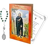 Trendzeen St Peregrine Patron Saint of Cancer Rosary - One Decade Saint Peregrine Rosary with Peridot Aurora Borealis Bead, 24 Pages St Peregrine Book, Lord’s Prayer Card - Total 3 Items