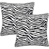 Perinsto Zebra Print Animal Skin Throw Pillow Covers Set of 2 Tiger Stripes Decorative Pillowcases Soft Cushion Covers for Sofa Couch Bed Home Decor, 18"X18"