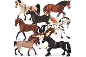 Divwa 8 Piece 6'' Realistic Horse Figure Set - Big Farm Animal Toy Figurines for Boy & Girl, Horse Party Favor Decoration Supplies