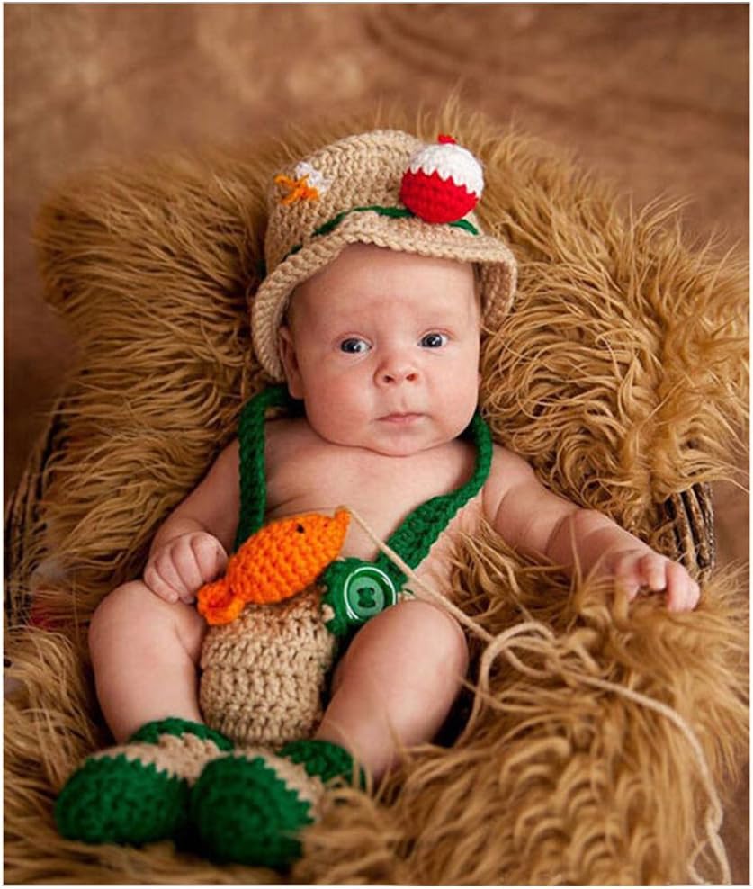 Binlunnu Newborn Photography Props Baby Boy Girl Photo Outfits Crochet Knitted Costume Cute Fishermen
