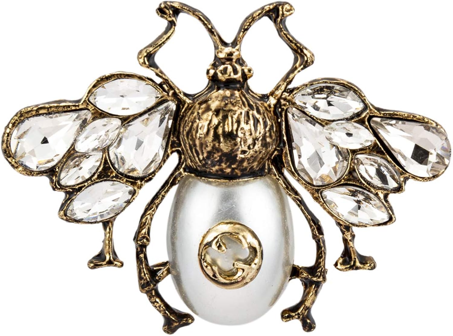 Knighthood White and Frost Gold Power Dressing Bee with Stone Badge Coat Suit Wedding Gift Party Shirt Collar Accessories Brooch for Men