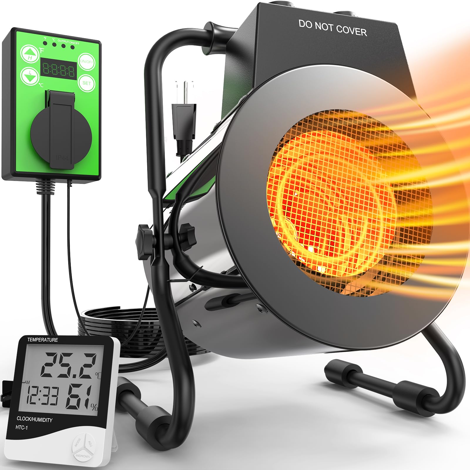 Photo 1 of Greenhouse Heater with Thermostat, 1500W Outdoor Heater with Fast Heating, Overheat Protection, Grow Tent Heater for Greenhouse, Garden, Flower Room