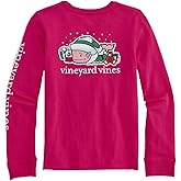 Vineyard Vines Girls Girls' Present Elf Whale Long-Sleeve Pocket Tee