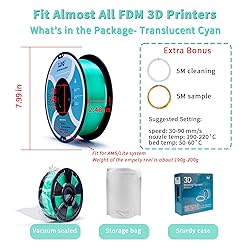 ZIRO PLA Filament 1.75mm, Translucent 3D Printer