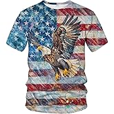 LAOLIUSN Men's 3D Eagle Print T-Shirt - Patriotic Theme,Animal Graphic Tee