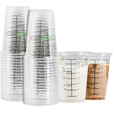 Disposable Measuring Cups for Resin - Pack of 20 8oz Clear Plastic Measuring Cup for Epoxy Resin, Stain, Paint Mixing - Half Pint Reusable Multipurpose Mixing Cups for Cooking and Baking