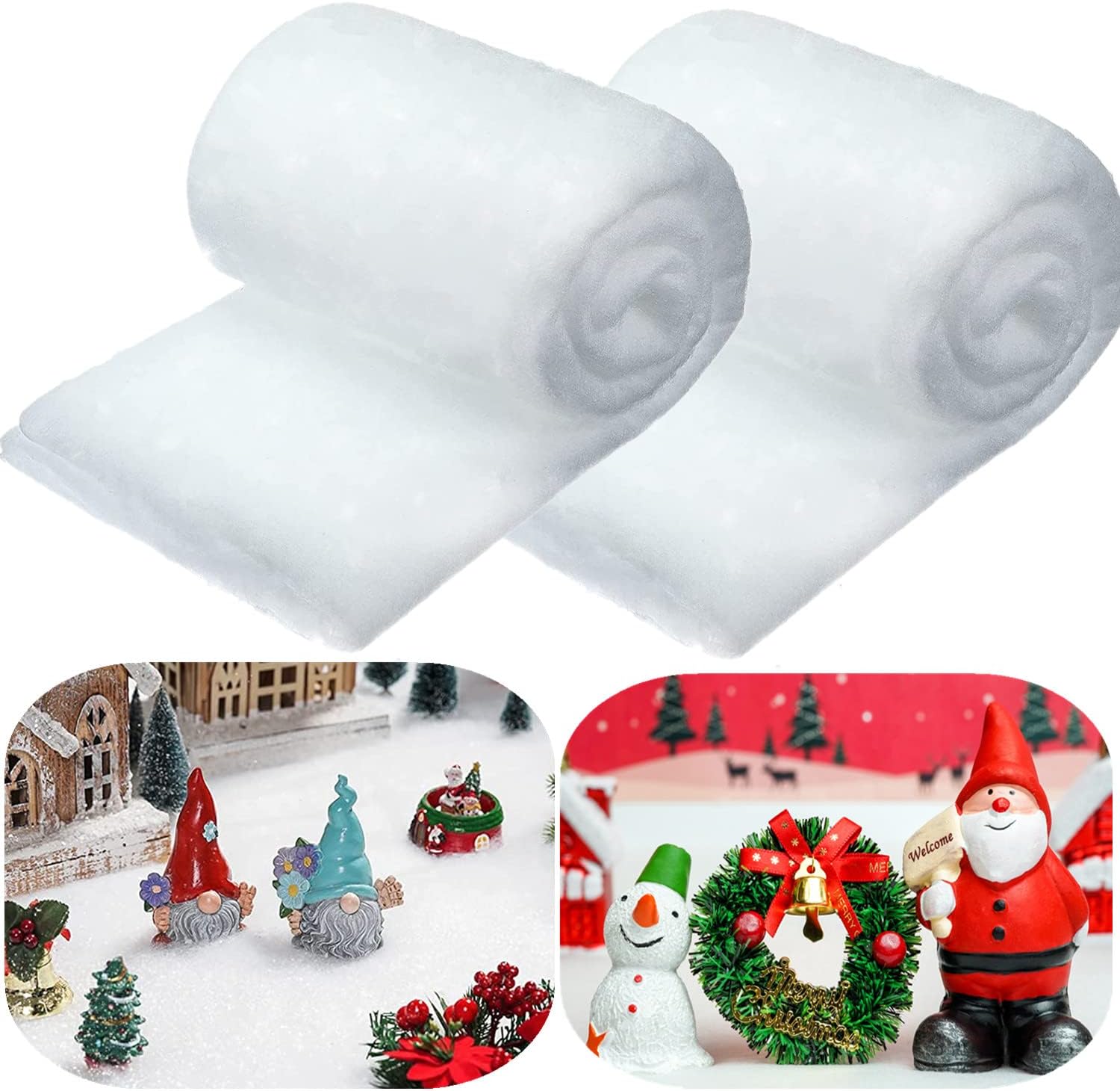 Artificial Snow - 2 Pack 3 x 8 Ft Christmas Snow Blanket Fake Snow Blanket Decoration Fluffy Artificial Snow Carpet Christmas Snow Blanket White Snow Blanket for Christmas Winter Backdrop Party Photo Prop Decor
