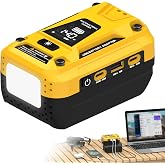 140W USB Battery Charger Adapter Compatible with DeWalt 20V Battery | PD 3.1 Fast Charging with Dual USB-C, 18W USB-A, Portable Phone Charger with 700LM LED Work Light and LED Screen Display