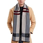 Men Scarf Winter - Men Warm Tartan Scarves Classical Cashmere-like Plaid Knitted Long Scarf Shawl Neck Wrap