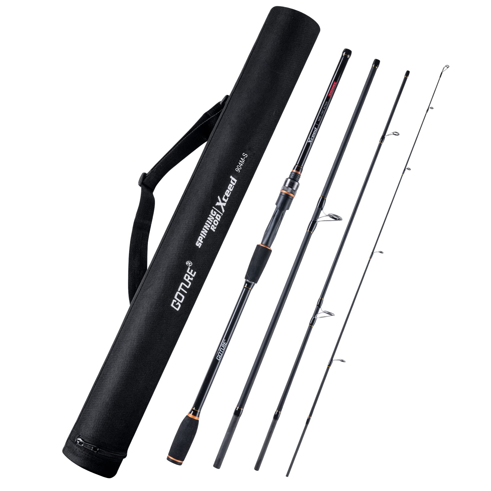 Goture Travel Surf Fishing Rods 4 Piece, Carbon Fiber Fishing Rods Saltwater Freshwater - Lightweight Telescopic Fishing Rod Carp Tuna Salmon Fishing Rods 10ft