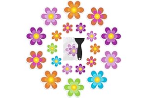 NODIRZ Non Slip Bathtub Stickers, 20 PCS Shower Stickers for Safety Bathroom Tubs, Bathtub Non Slip Stickers and Adhesive Decals Scraper for Bath Tub, Shower Floor(Bright Flowers)