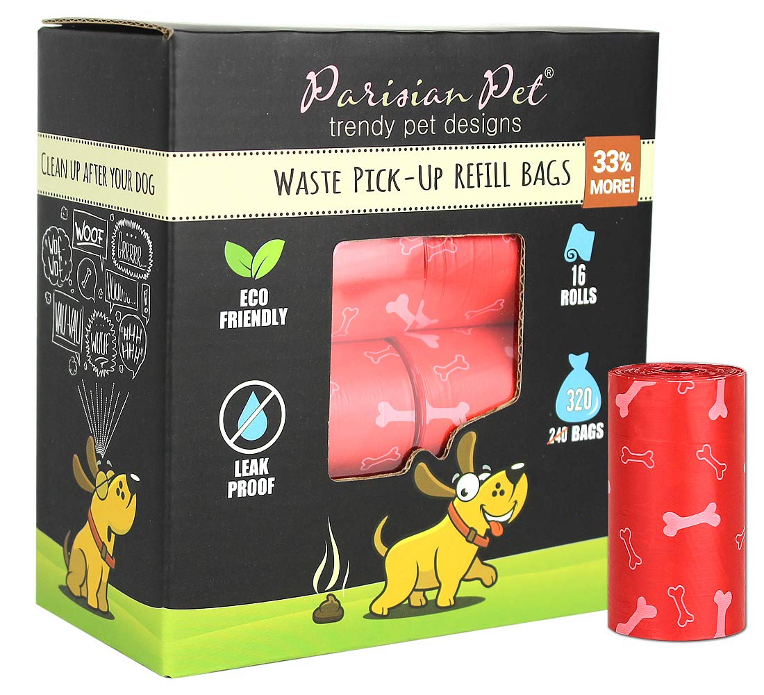 Parisian Pet Dog Poop Bags for Dogs – Refills Rolls of Doggie Bags for Poop – Unscented Dog Poop Bag – Eco-Friendly Pickup Pet Waste Bags, 16 Rolls, Bones
