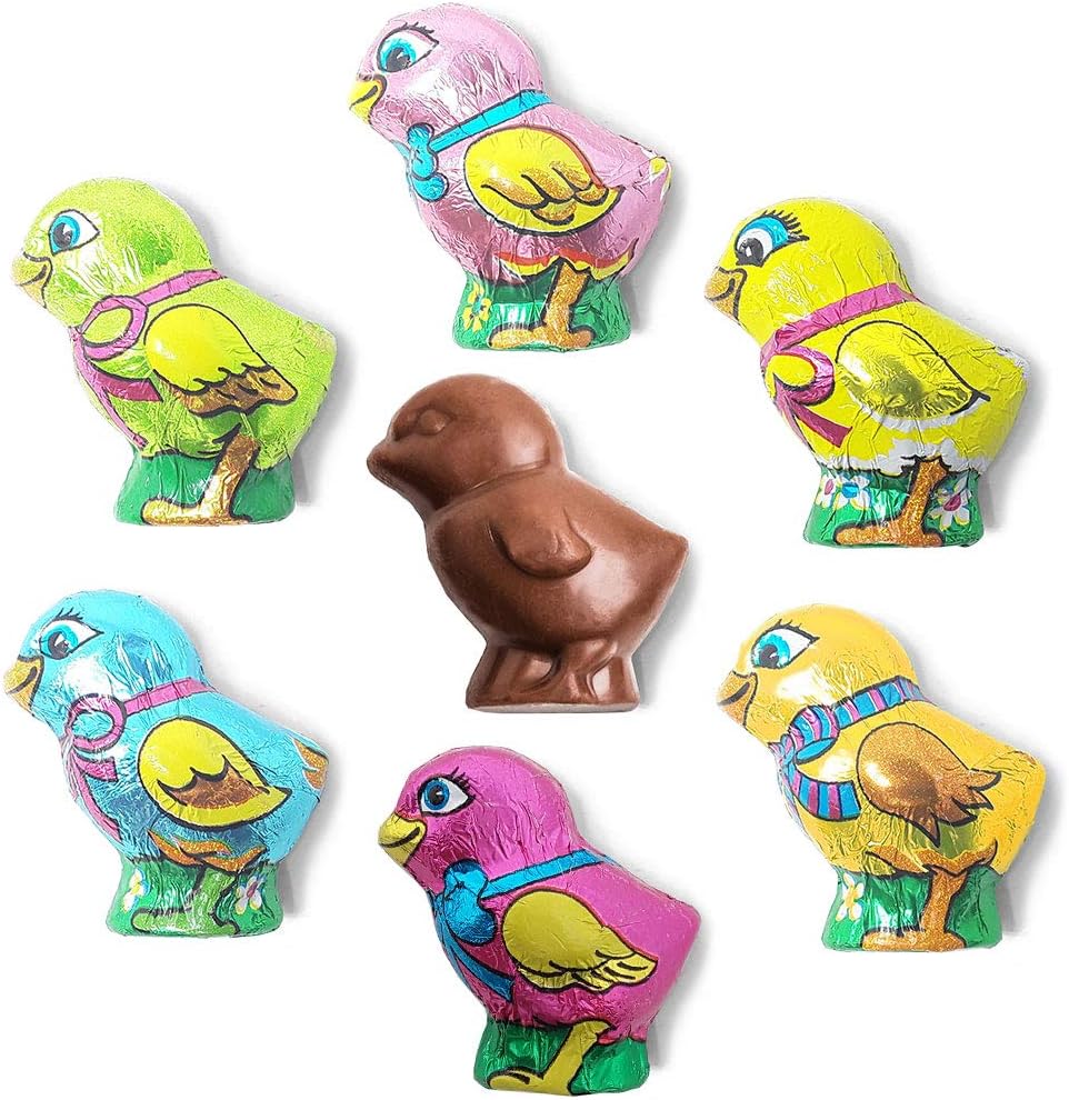 Madelaine Solid Premium Milk Chocolate Easter Baby Chicks Wrapped In Colorful Italian Foils (1 LB)