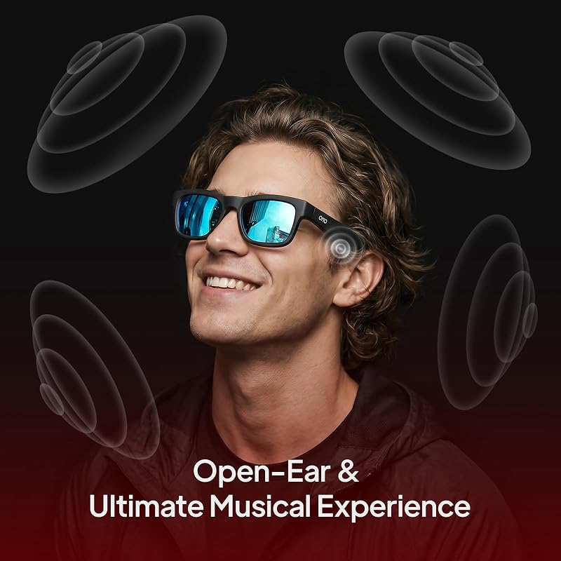OhO sunshine Audio óculos de sol, controle de voz e Open Ear Style Ouça música e chamadas com Volumn UP e Down, Bluetooth 5.0, IP44 Recurso à prova d'água para esportes ao ar livre