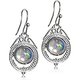 ANDPAI Handmade Lightweight Vintage Silver Bohemian Moonstone Deardrop Dangle Drop Earrings for Women Statement Jewelry Gifts