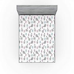 Ambesonne Exotic Fitted Sheet, Pattern with Llama
