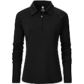 MoFiz Women's Golf Polo Shirt Long Sleeve Collared 1/4 Zip Stretch Soft Athletic Tops for Tennis Hiking & Outdoor Sports