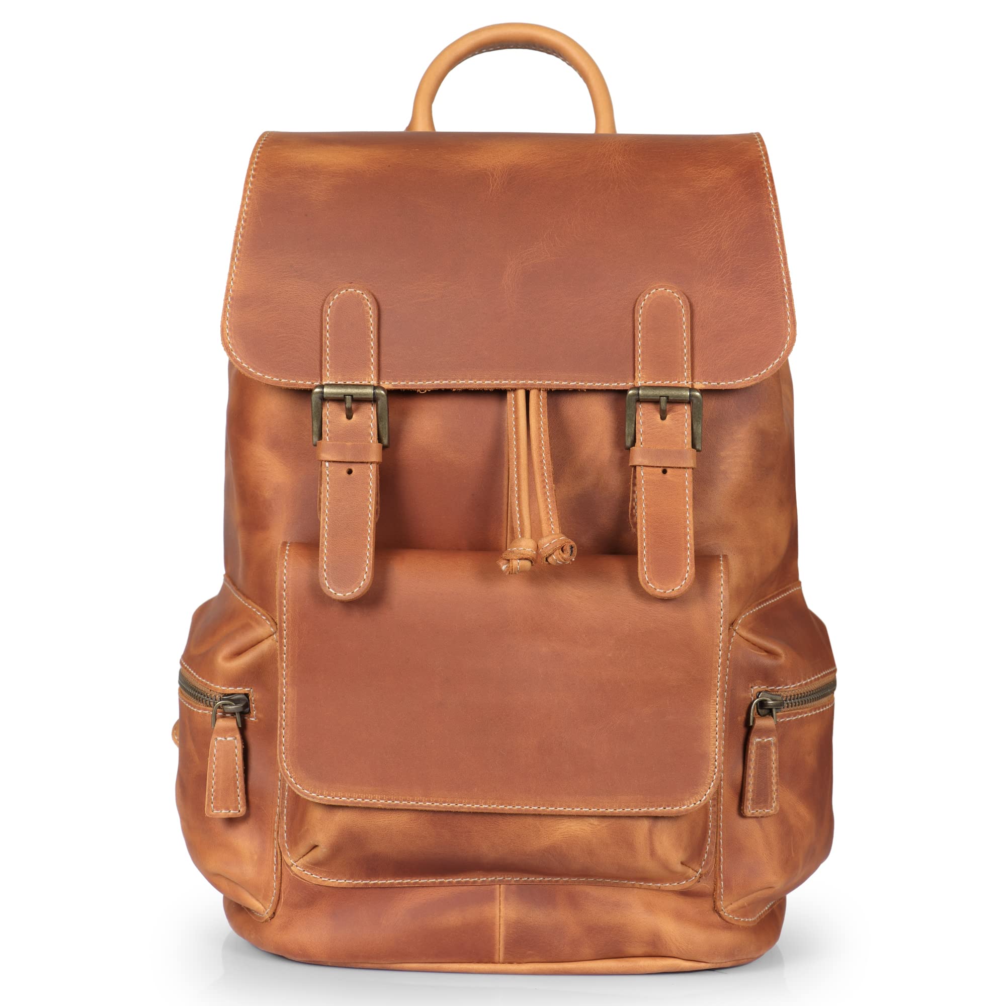 MegaGear MG1930 Valley Genuine Leather Backpack, Camel