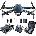 Brushless Super Endurance Foldable Drone with Camera for Beginners–60+ min Flight Time, WiFi FPV Quadcopter with 120°Wide-Angle 4K HD Camera, Brushless Motor, Auto Hover, Follow Me (3 Batteries)