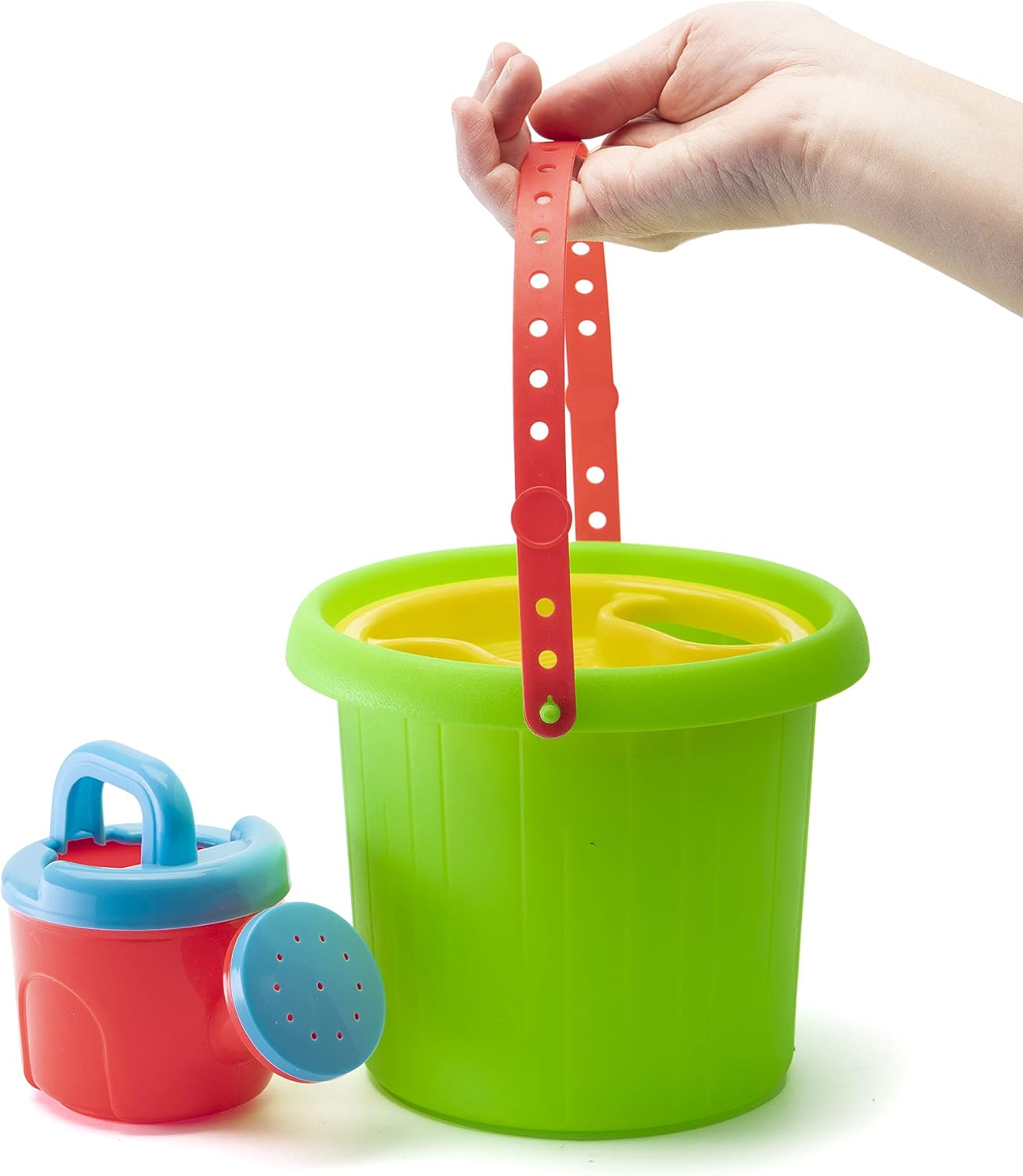 Prextex 19 Piece Beach Toys Sand Toys Set, Bucket with Sifter, Shovels, Rakes, Watering Can, Animal and Castle Molds in Drawstring Bag: Toys & Games
