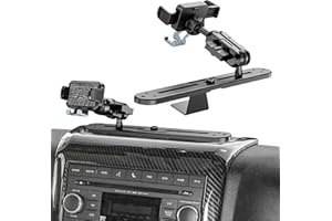 Kaishengyuan Upgraded Phone Holder Compatible with 2011-2017 Jeep Wrangler JK JKU, Multifunctional Metal Slide Rail Base with 25mm Single Ball and Mechanical Arm