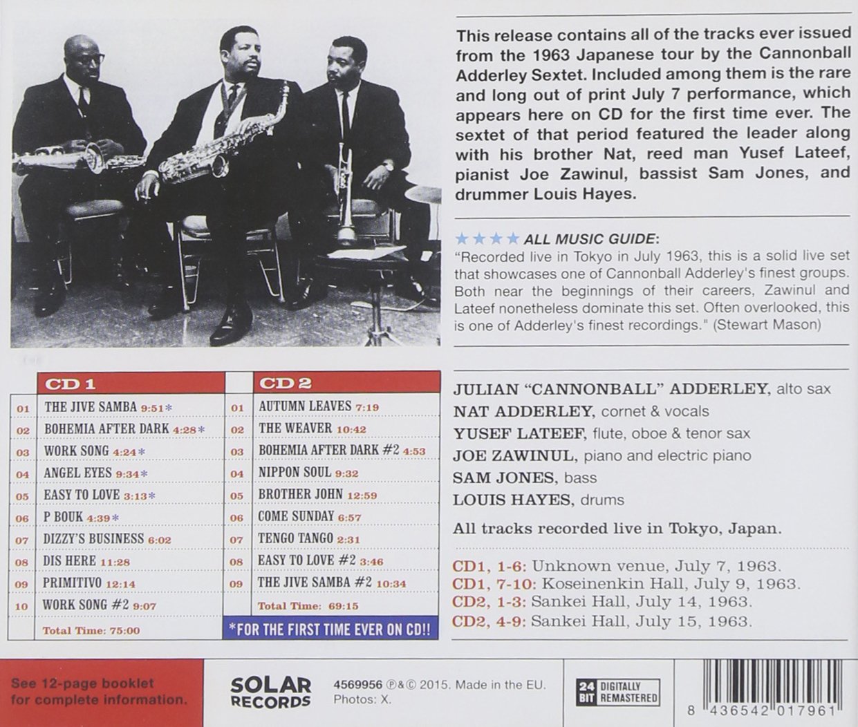 Adderley Cannonball Sextet Complete Live In Tokyo 1963 Amazon Com Music