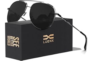 LUENX Classic Aviator Polarized Sunglasses for Men Women - Trendy Metal Sun Glasses UV 400 Protection
