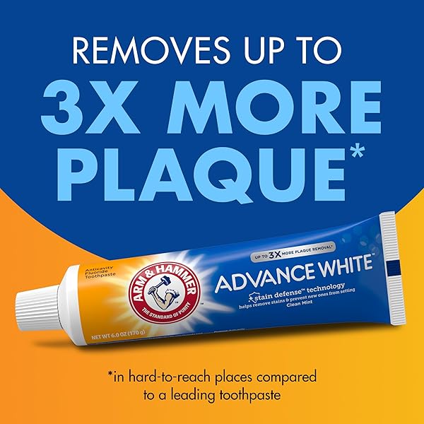 ARM & HAMMER ADVANCE WHITE TOOTHPASTE, CLEAN MINT FLAVOR, STAIN DEFENSE TECHNOLOGY, 6 OUNCE (PACK OF 4)
