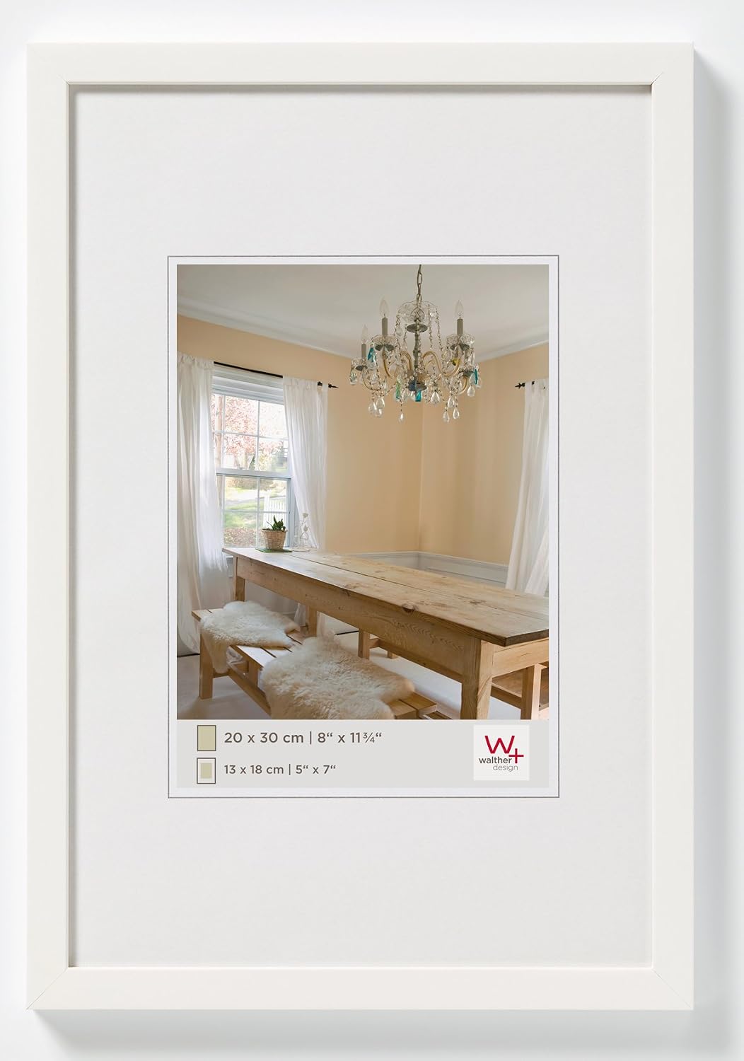 walther design Picture Frame Polar White 15 x 20 cm Peppers Wooden Frame BP520V, Polarwhite