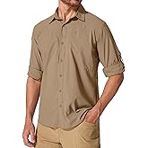 mosingle Men's Safari Shirts Sun Protection Long Sleeve UPF 50 UV Quick Dry Travel Hiking Fishing Shirts with Zipper