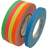 JVCC Gaff-Color-Pack Gaffers Tape Multi-Pack: 1/2 in. x 50 yds. 5 Rolls/Pack (Fluorescent Blue, Fl. Green, Fl. Orange, Fl. Pink, Fl. Yellow)
