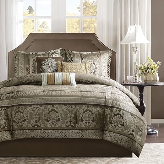 Amazon Com Madison Park Bellagio Comforter Set Cal King Brown