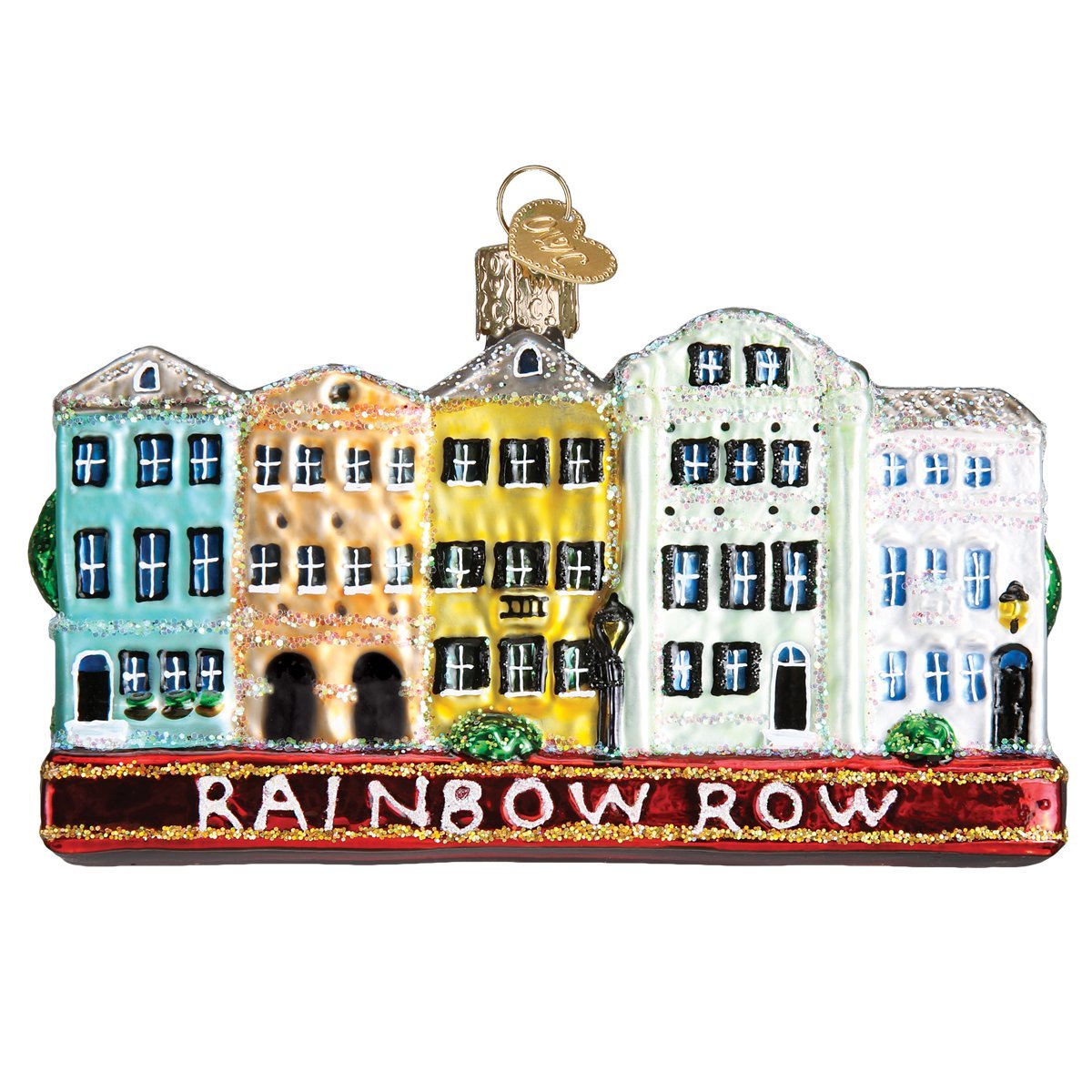 Old World Christmas Glass Blown Ornament Rainbow Row (20100)