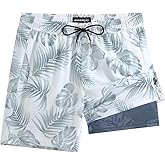maamgic 7 Inch Mens Swim Trunks with Compression Liner Board Shorts with Zippered Pocket Bathing Suit for Beach Vacation