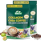 20X Collagen Chia Coffee, 11 in 1 Chia Coffee Mix with Collagen & Chia Seeds, Goji Berry, Supports Hair, Skin & Nails, Sugar Free, Vegan, Gluten-Free, 30 Servings, 2PACK