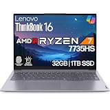 Lenovo ThinkBook 16 G7 Business Laptop, 16” FHD+, AMD Ryzen 7 7735HS, 32GB DDR5, 1TB NVMe, WiFi 6E + BT, Backlit KB, Fingerprint Reader, HD Webcam, Win 11 Pro