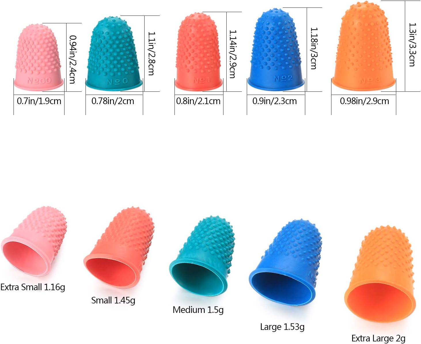 20PCS Rubber Finger Tip Pads, Reusable Finger Protectors, Thickened Finger Cones Thimblettes for