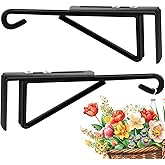 Adjustable (0.9-3") Vinyl Fence Hooks for Hanging Plants, Over the Railing Fence Plant Hangers Outdoor, Black Heavy Duty Coated Steel Patio Hooks for Hanging Bird Feeders, Lights, Basket, Pool Tools