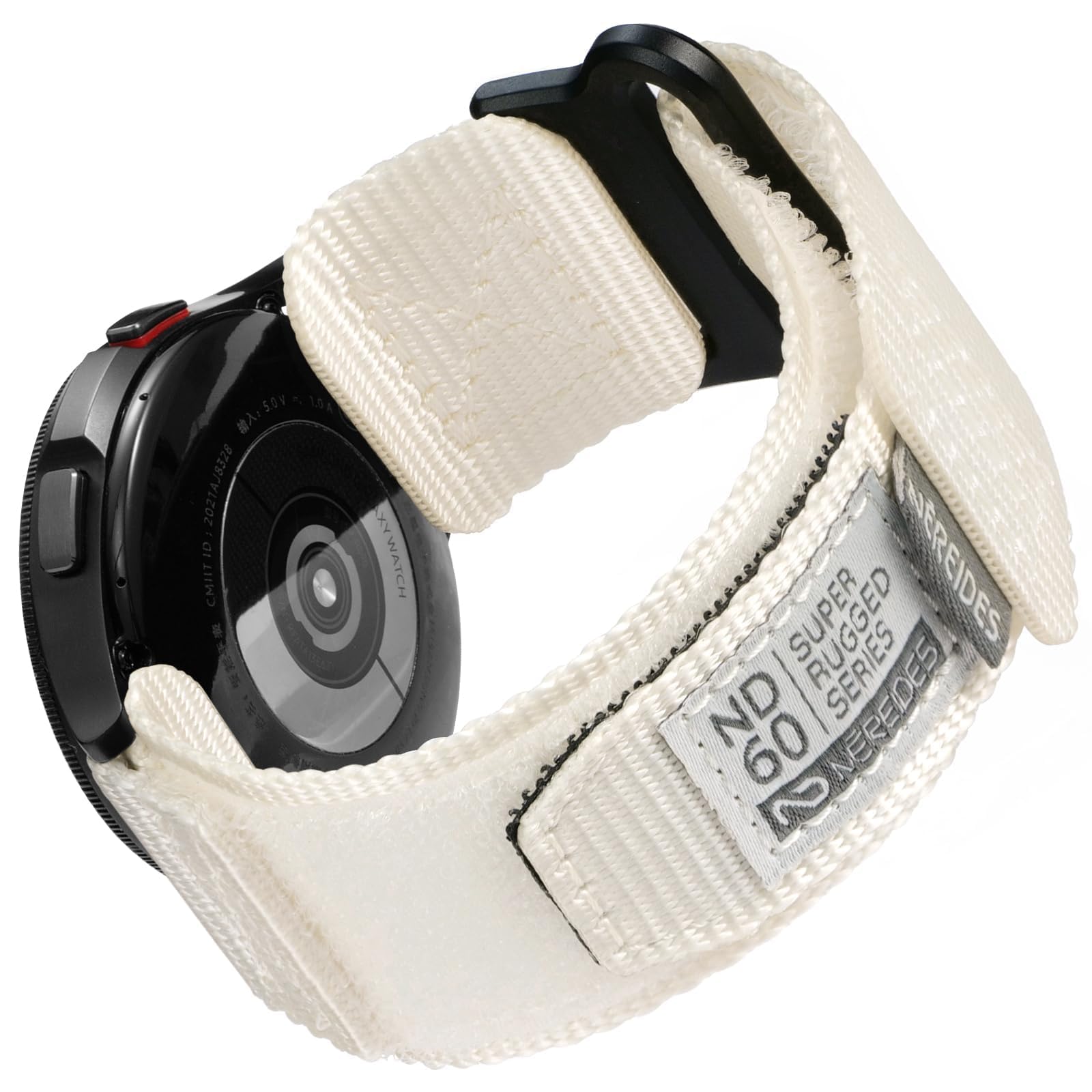 Nereides Band Compatible with Samsung Galaxy Watch 7 6 5 4 40mm 44mm/Watch 6 4 Classic/Galaxy Watch 5 Pro/Galaxy Watch 3/Classic 41mm/Active 2, 20mm Nylon Sports Strap for Men Women(Ivory White,XL)