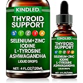 Kindled Thyroid Support Drops | Selenium Zinc Iodine L-Tyrosine Ashwagandha Liquid Drops, Thyroid Bloom | Body Balance &amp; Support - 4 FL.OZ (1)
