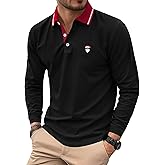 Arvilhill Men's Christmas Polo Shirt Embroidered Pique Long Sleeve Business Casual Wear (M-XXL)