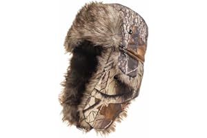 TKAS Winter Camo Trapper Hunting Hat Aviator Fur Warm Ushanka Russian Trooper Ski Snow Eskimo Hat Ear Flaps Cold Weather