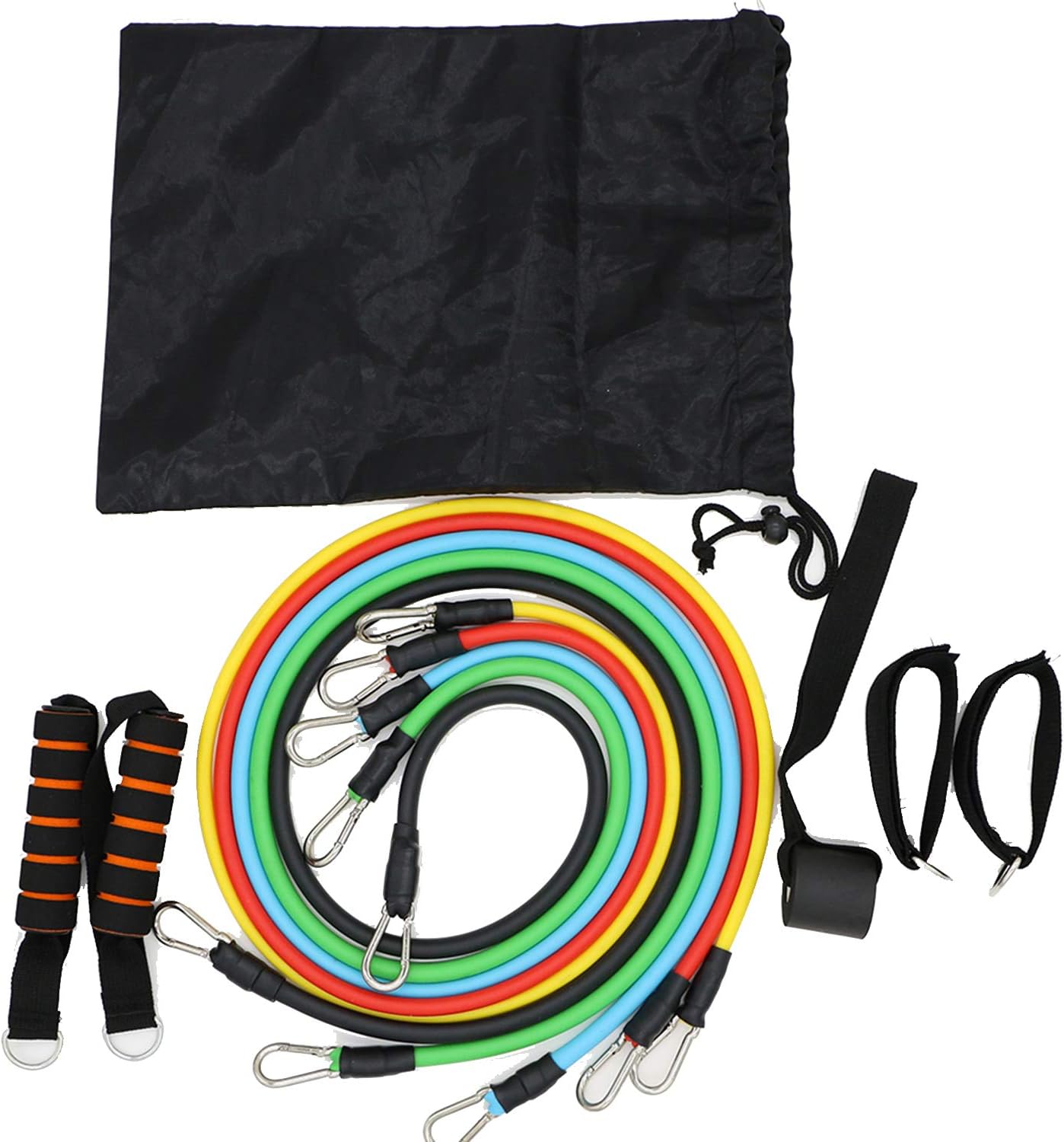 Eamplest Resistance Bands Set, Workout Band Set with 5 Stackable Exercise Bands, Handles, Legs Ankle Straps, Door Anchors and Carry Bag, for Resistance Training, Physical Therapy, Yoga Pilates