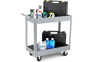 2 Tray Heavy Duty Rolling Tool Cart with 400 LBS Load Capacity & Pegboard, Multifunctional Utility Storage Cart for Mechanic,