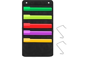 Sinzip Heavy Duty 5 Pocket Door Hanging File Organizer, Black Wall Storage Pocket Charts with 2 Hangers, Great for Classroom, School, Home or Office Use (5 Pocket)
