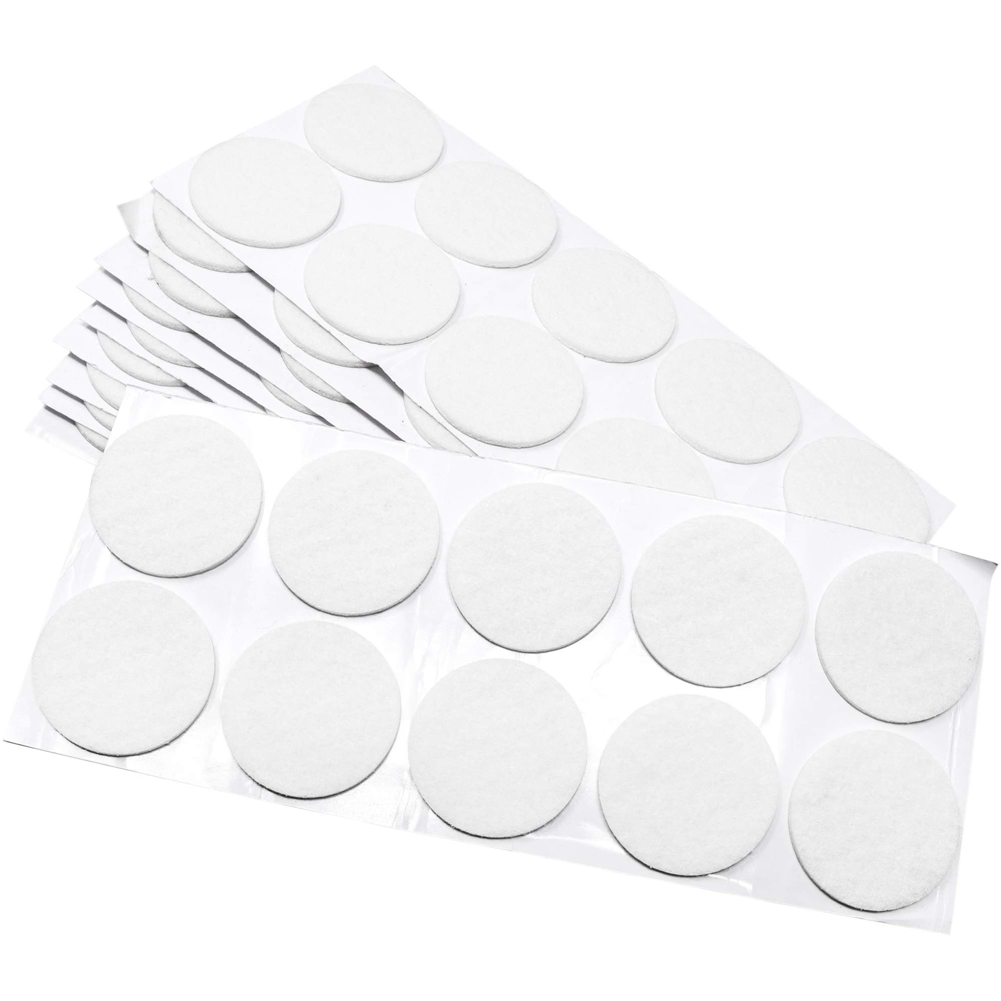Adsamm® / 100 x self-adhesive felt pads/White/ø 1.77'' (ø 45 mm) / round / 0.138'' / 3.5 mm thick stick-on furniture felt glides/Furniture & Chair Glides