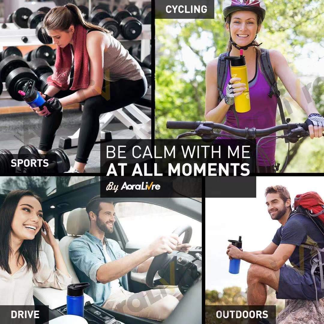 Aoralivre Hydroflask Straw Lid Wide Mouth, 2 Pack Wide Mouth Straw Lid with 4 Silicone Straws, 2 Straw Brushes, Silicone Nozzle, Perfect for Most Sports Water Bottle, Black