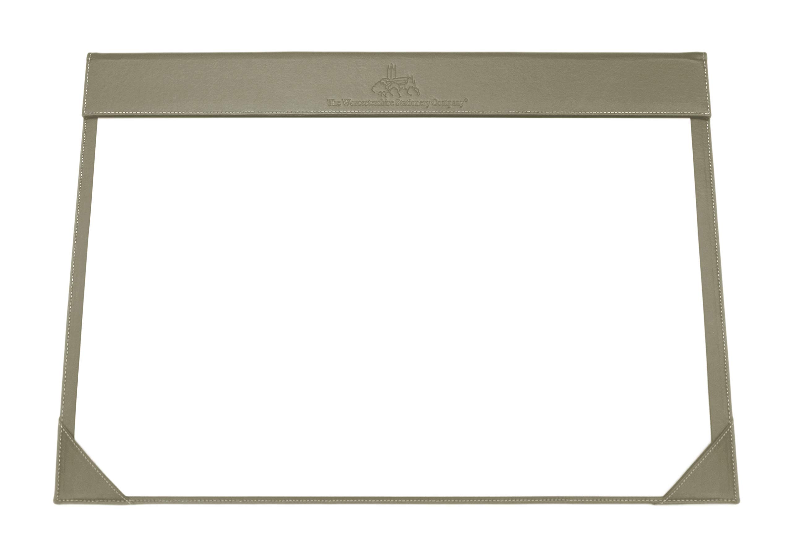 A2 Desk pad Holder, Faux Leather, Light Grey Supplied with 12 Sheets of 120gsm Paper